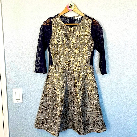 slim fit dress slacks New Anthropologie Gold & Beige Midi main image 1